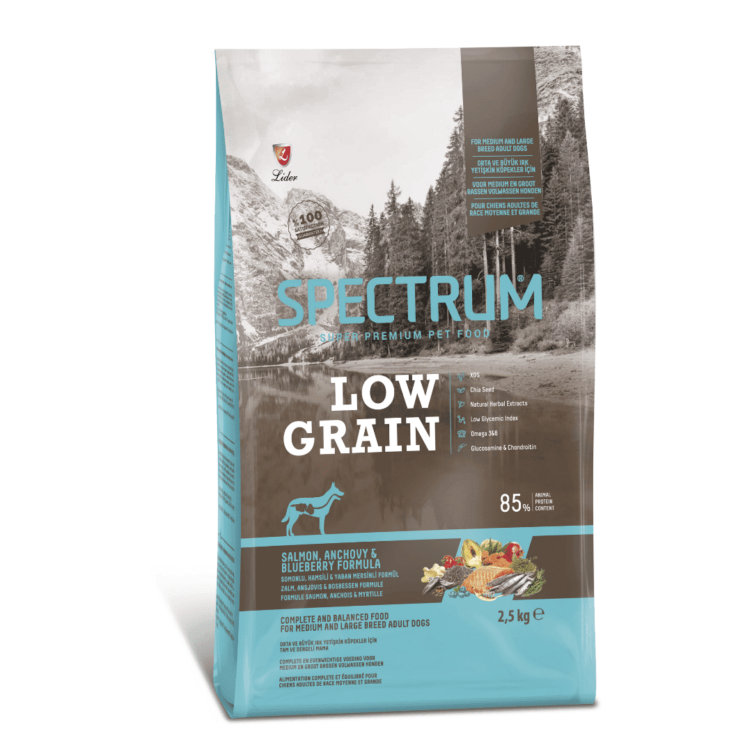 SHORT EXPIRY-CLEARANCE: Spectrum Lowgain Salmon & Anchovy For Medium And Large Breed Adult Dogs 2.5kg