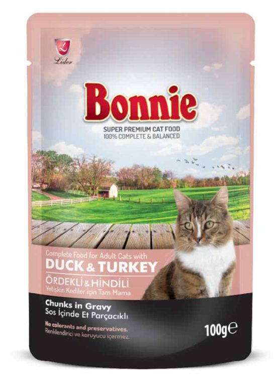 BONNIE POUCH ADULT CAT FOOD DUCK & TURKEY