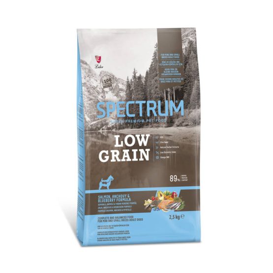 Spectrum Low Grain Small Breed Adult Dog Food (Salmon, Anchovy & Blueberry)