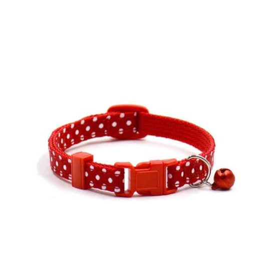 Adjustable dotted collar - red