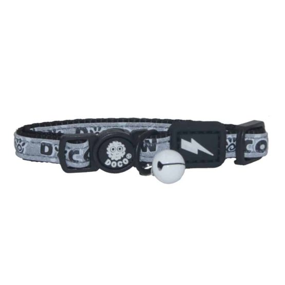 Doco Loco Cat Collar with Safety Buckle - grey