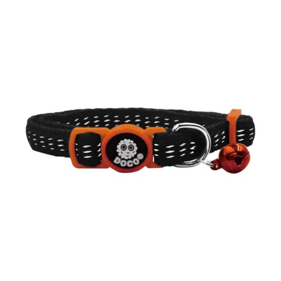 Doco Puffy Nylon Cat Collars with Safety Buckle - black