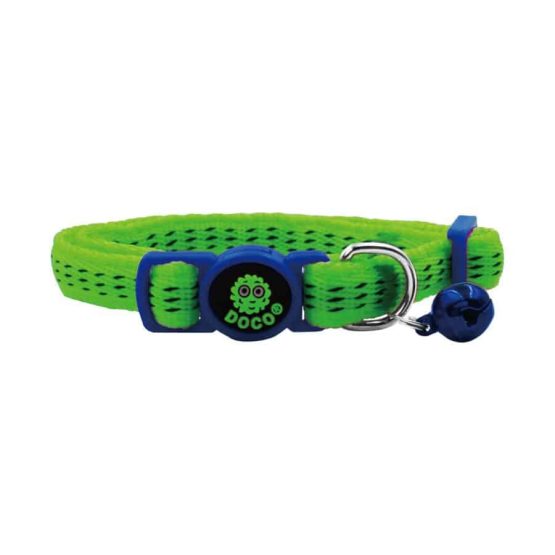Doco Puffy Nylon Cat Collars with Safety Buckle - green