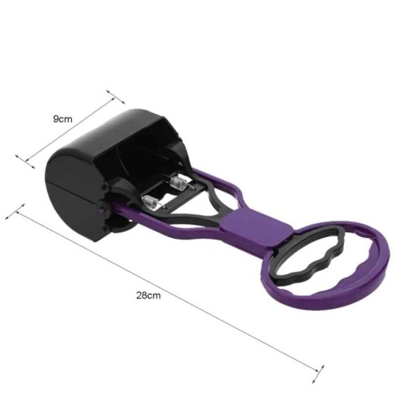 Long Handle Jaw Pooper Scooper - Purple with measurements