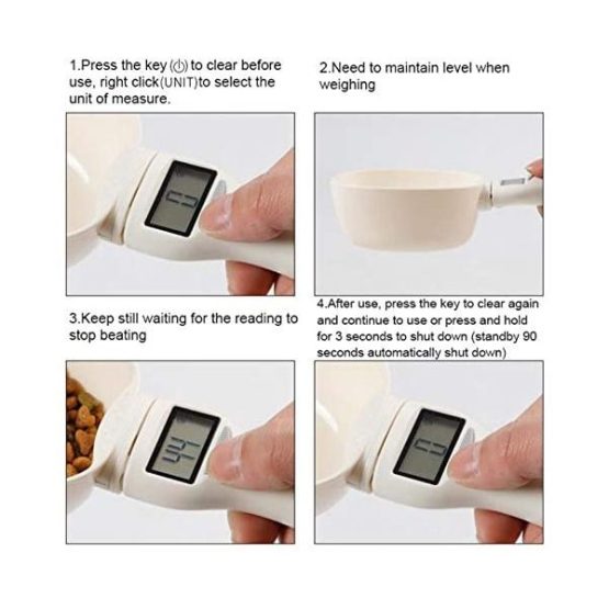 Quanna Electronic Pet Food Weighing Spoon - directions of use
