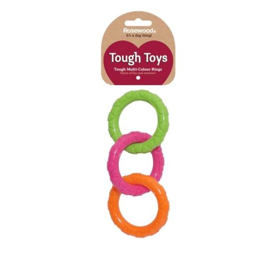 Rosewood Tough Multi-colour Ring Toy