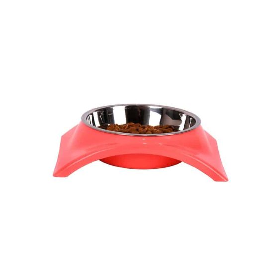 Stainless Steel Single Dog Feeding Bowl - pink