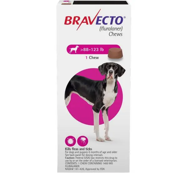 Bravecto Flea and tick treatment for dogs, 1dose, 40kg - 56kg
